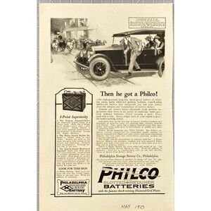 Philco Car Batteries "Then He Got a Philco" Vintage Print Ad 1923